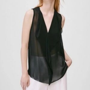 Aritzia Babaton Ainsley Orange 100% silk blouse in size xs